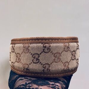 Gucci Beige and Brown Logo Patterned Headband